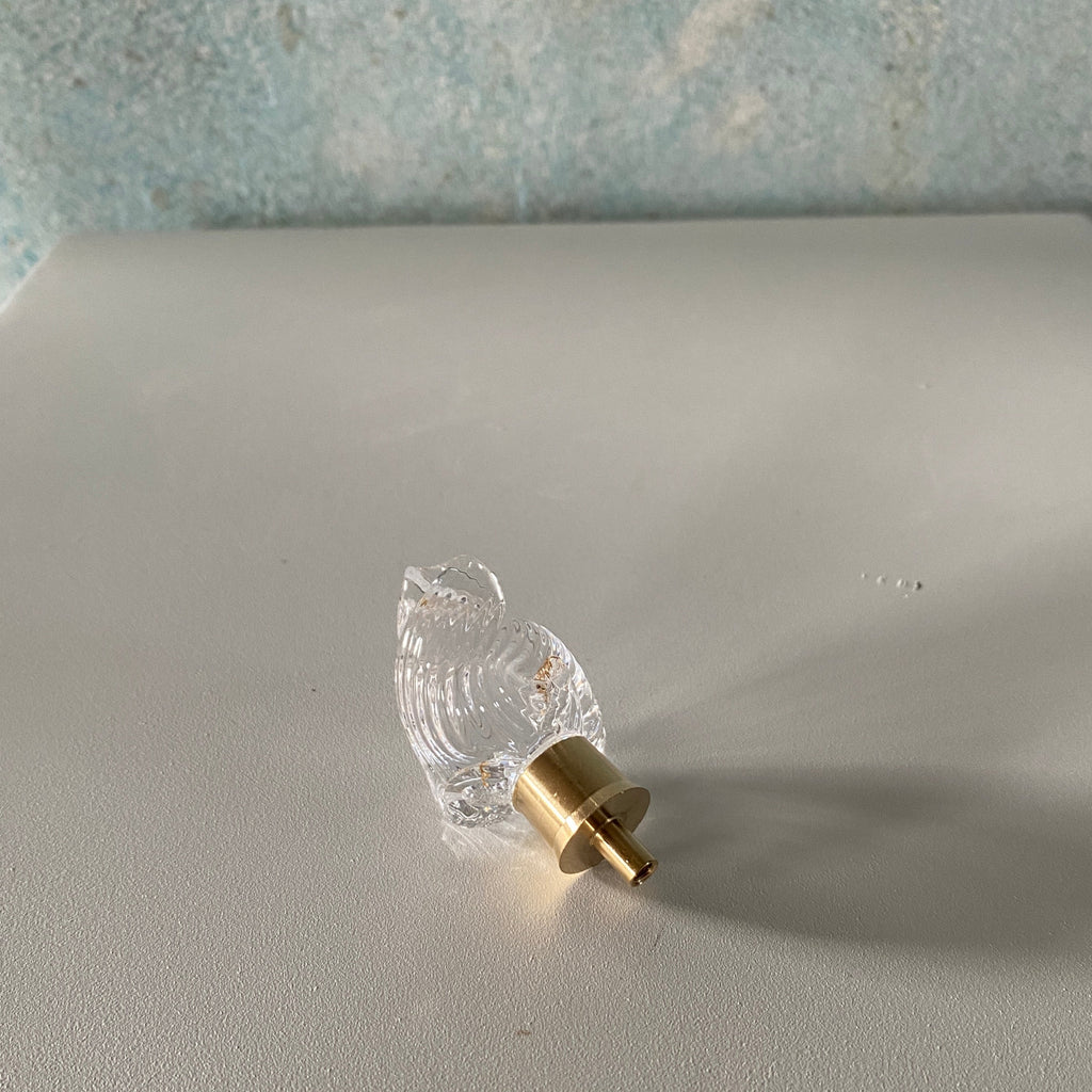 Coquille-greb - klart glas og messing