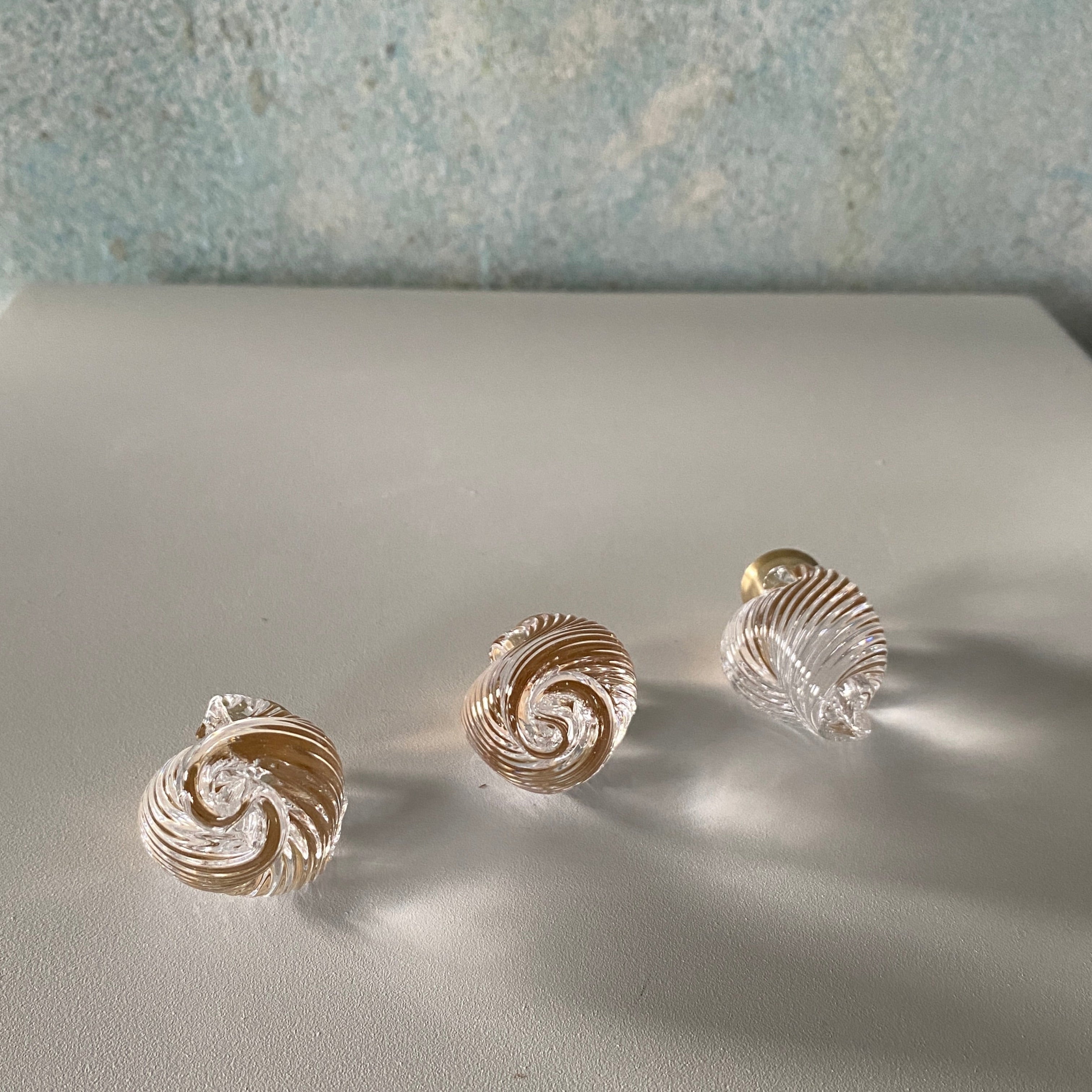 Coquille-greb - klart glas og messing