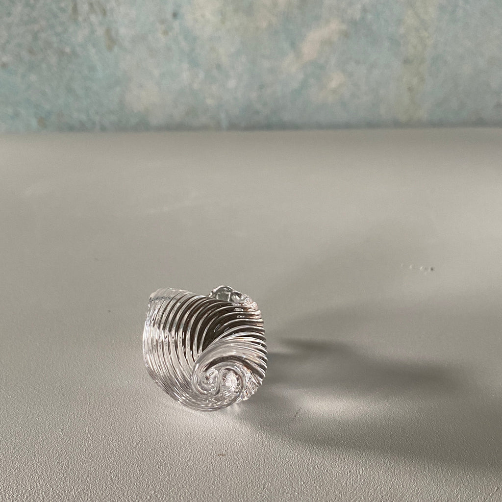 Coquille-greb - klart glas og rustfrit stål