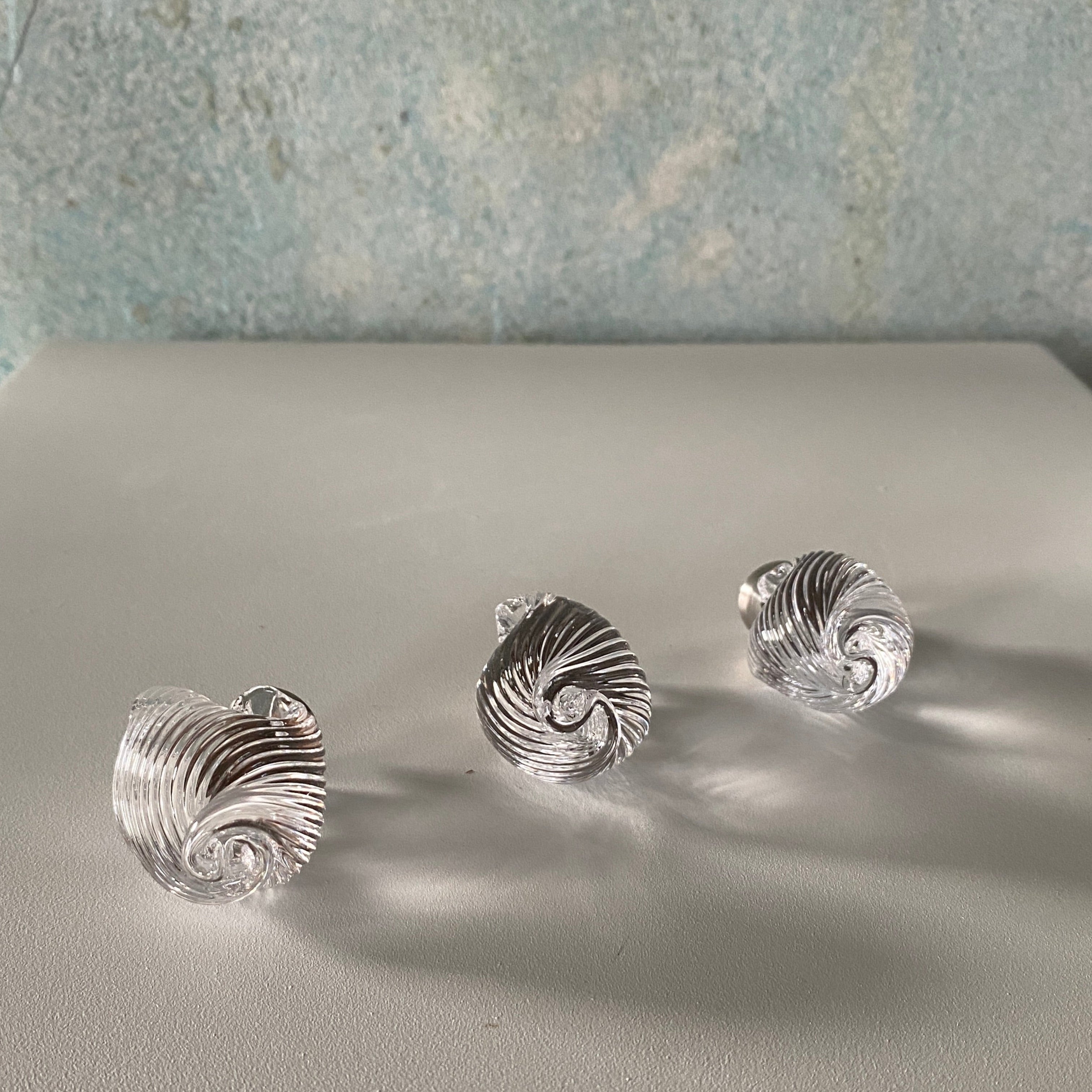 Coquille-greb - klart glas og rustfrit stål