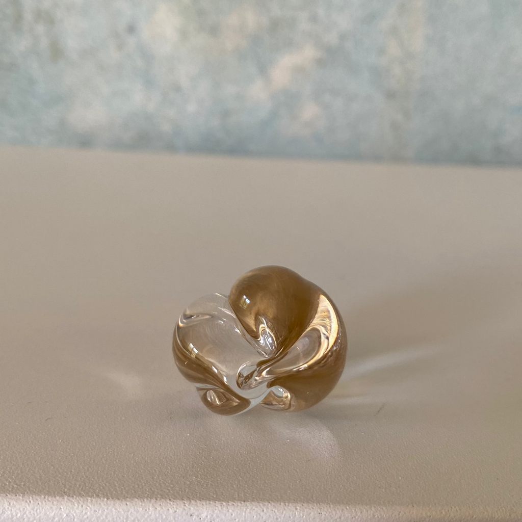 Tulipe knob with brass in clear glass