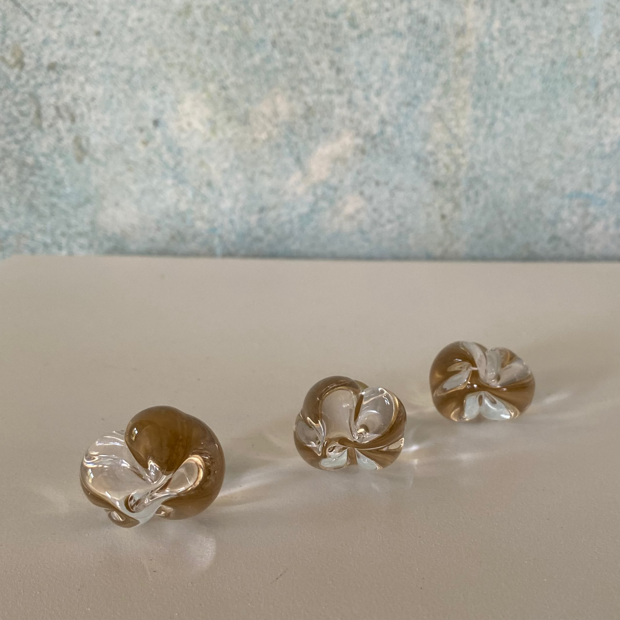 Tulipe knob with brass in clear glass